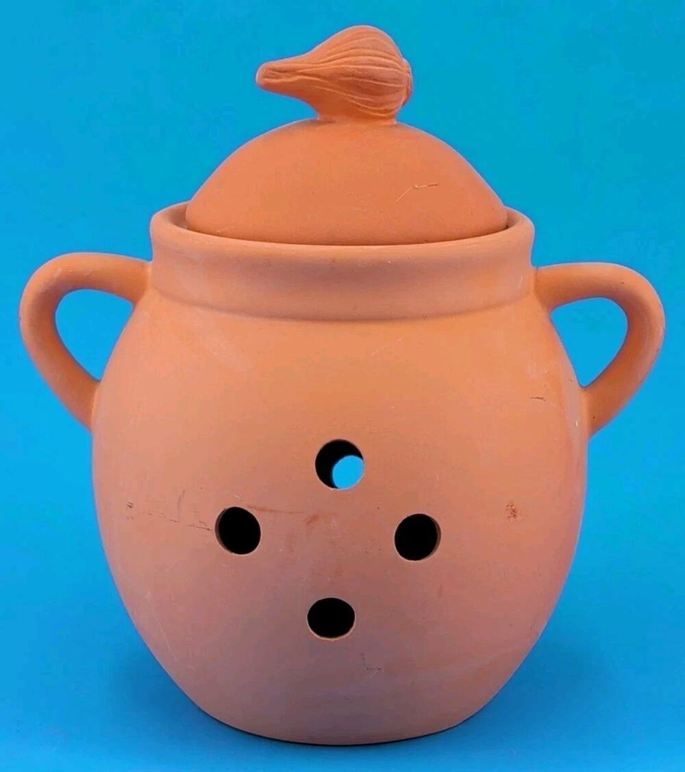 Vintage Garlic Keeper Terra Cotta Garlic Container Kitchen Storage Cooks Club